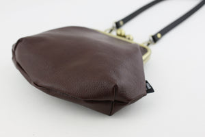 Burgundy Violet Genuine Leather Clutch Bag with Strap | PINKOASIS