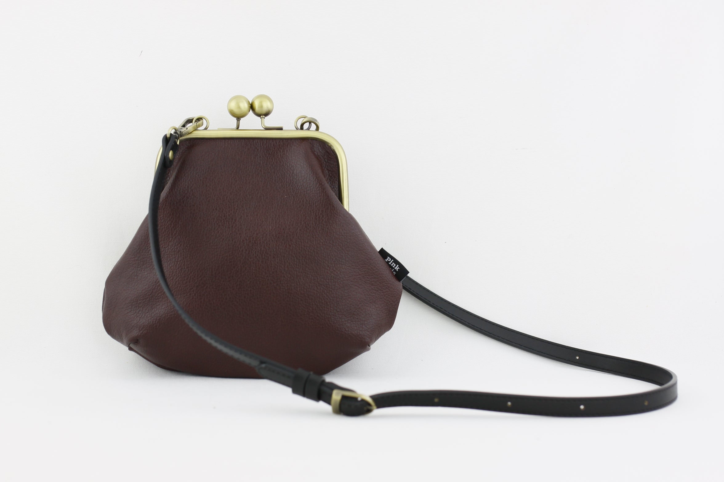 Burgundy Violet Genuine Leather Clutch Bag with Strap | PINKOASIS