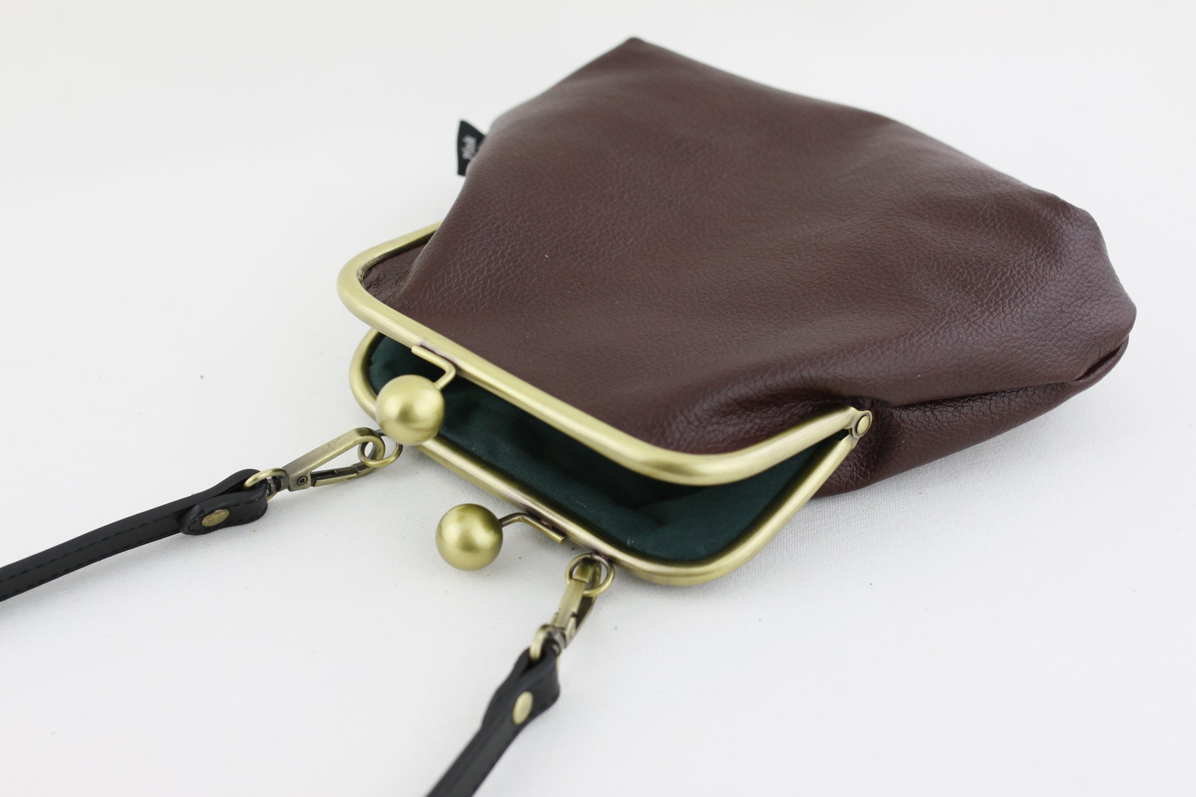 Burgundy Violet Genuine Leather Clutch Bag with Strap | PINKOASIS