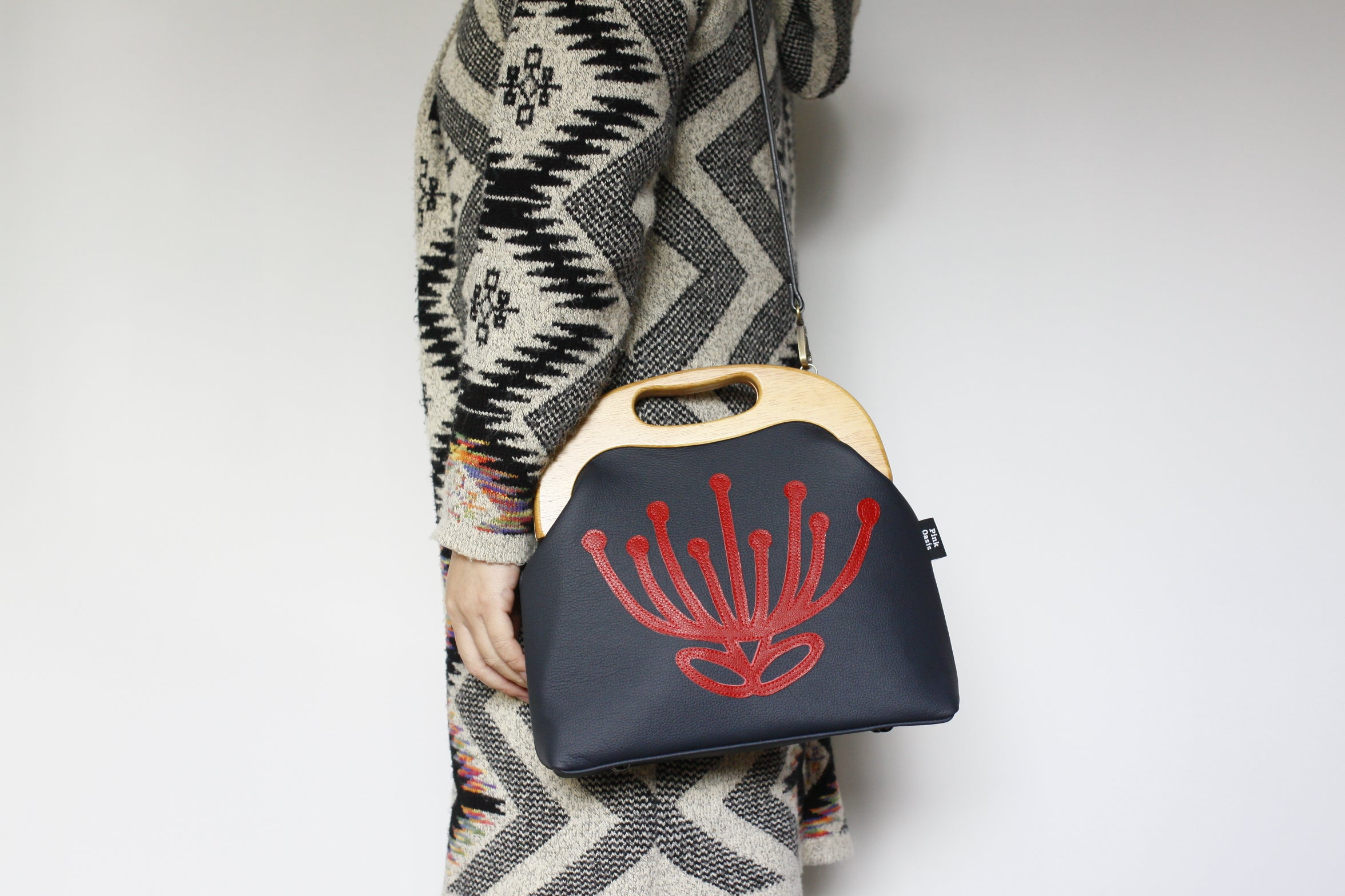 Waratah Navy & Red Leather Bag (PinkOasis X Felicity)
