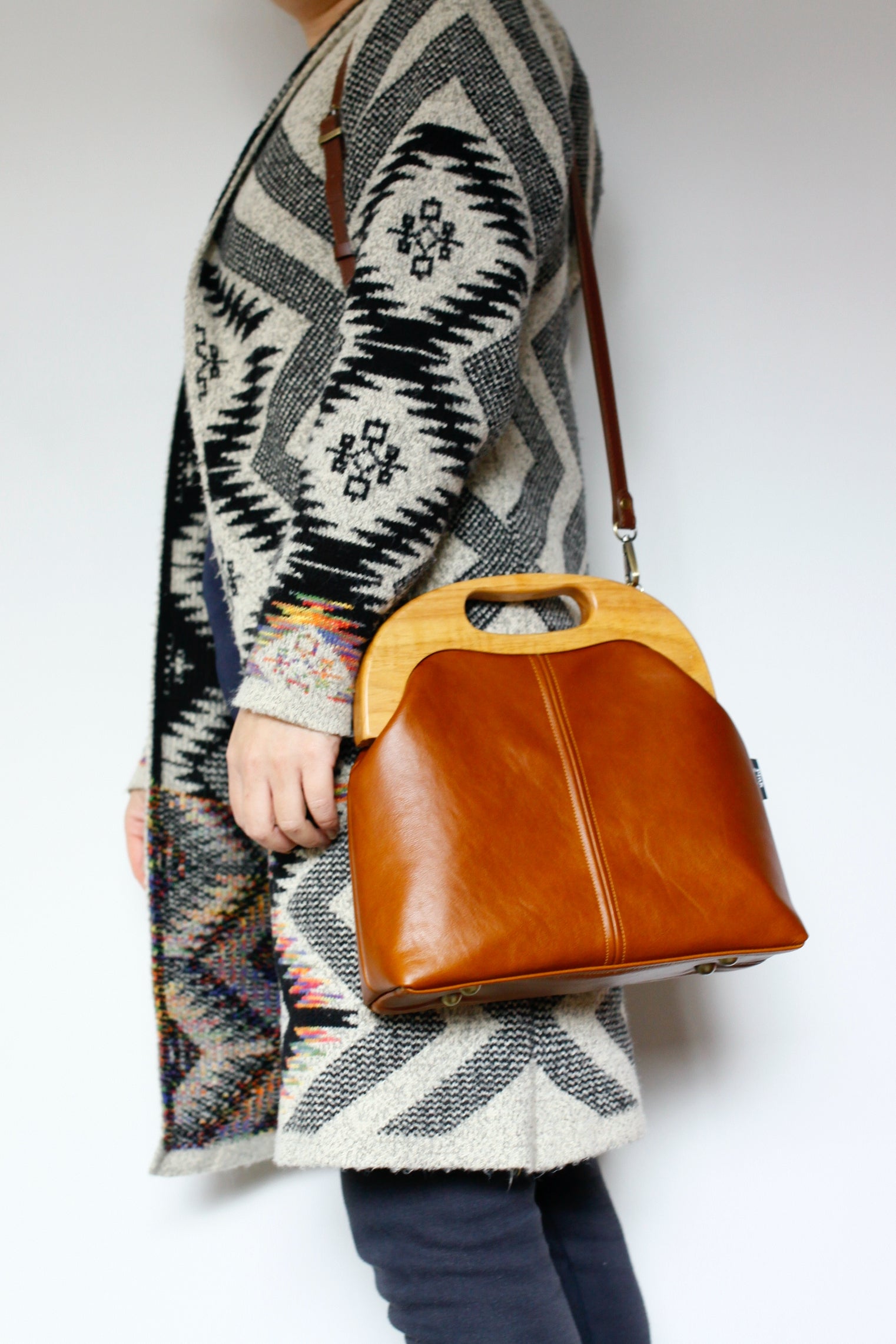 Women's Luxury Chestnut Leather Bag | PINKOASIS