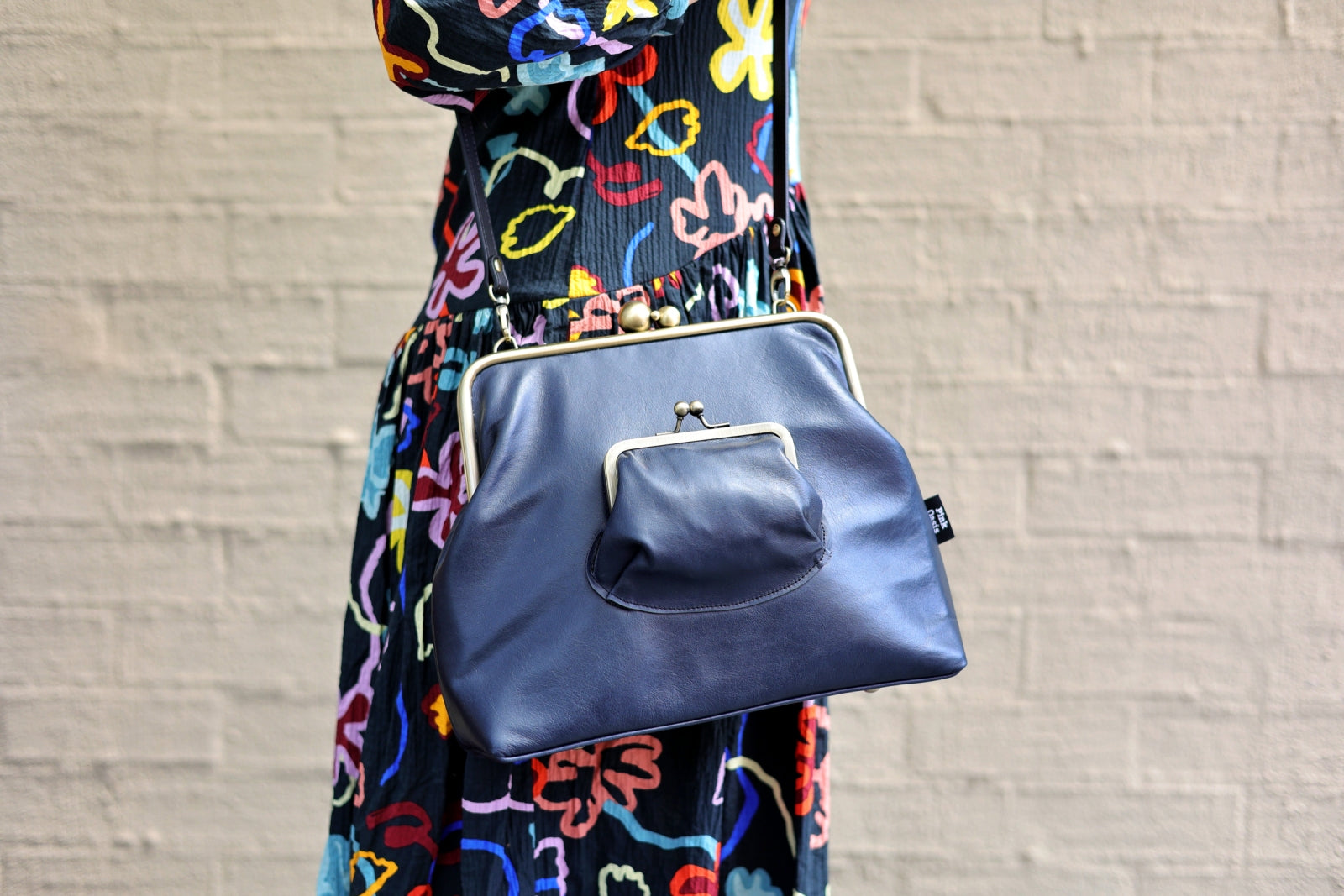Midnight Blue Leather Crossbody Bag Handmade in Australia | PINK OASIS