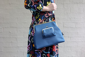 Peacock Blue Leather Crossbody Bag Handmade in Australia | PINK OASIS