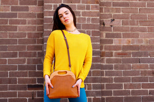Women's Luxury Pebbled Tan Leather Bag | PINKOASIS