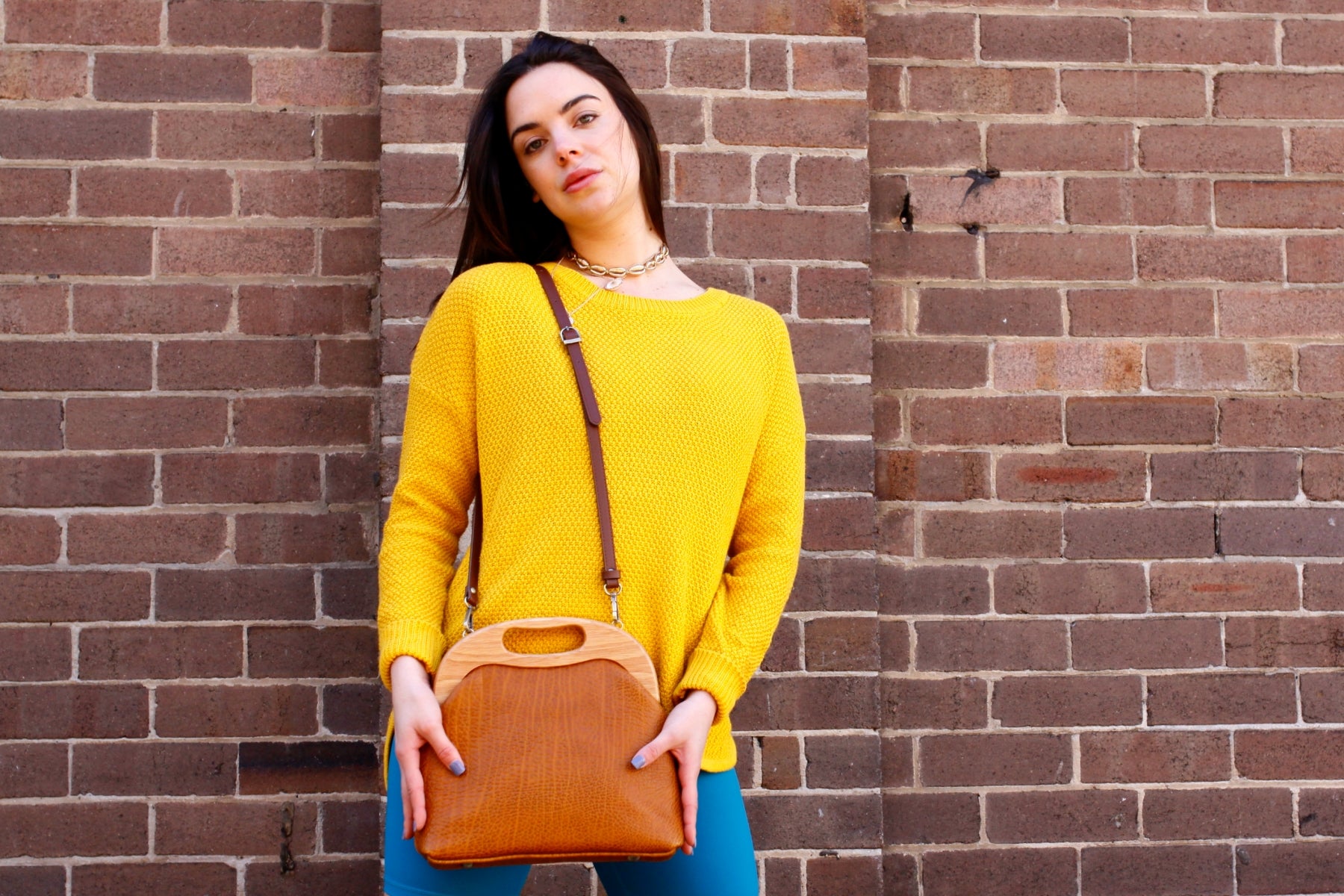 Women's Luxury Pebbled Tan Leather Bag | PINKOASIS