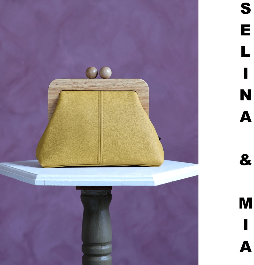 SELINA & MIA | leather wood frame bags