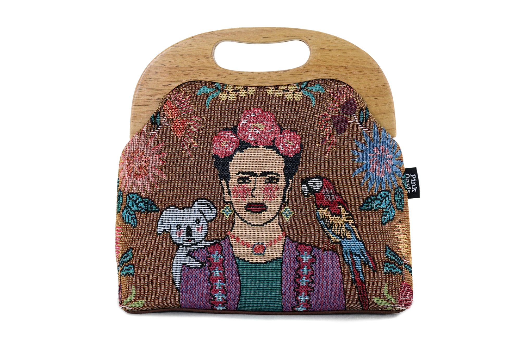 Frida Down Under Tapestry Fabric Large Wood Frame Bag | PINK OASIS