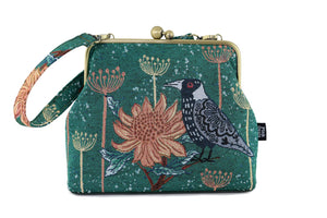 Tapestry Woven Fabric Magpie Waratah Green Crossbody Bag | PINK OASIS