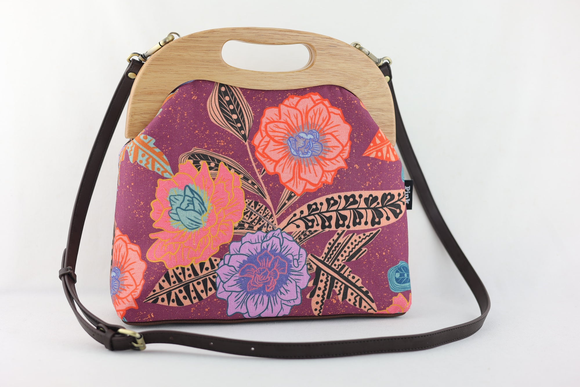 Garden Geranium Large Wood Frame Bag | PINK OASIS