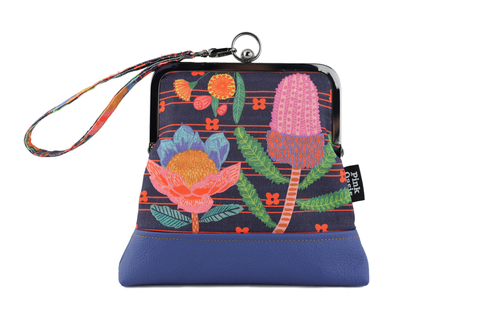 Australian Native Flowers (Blue Bottom) Wristlet | PINK OASIS