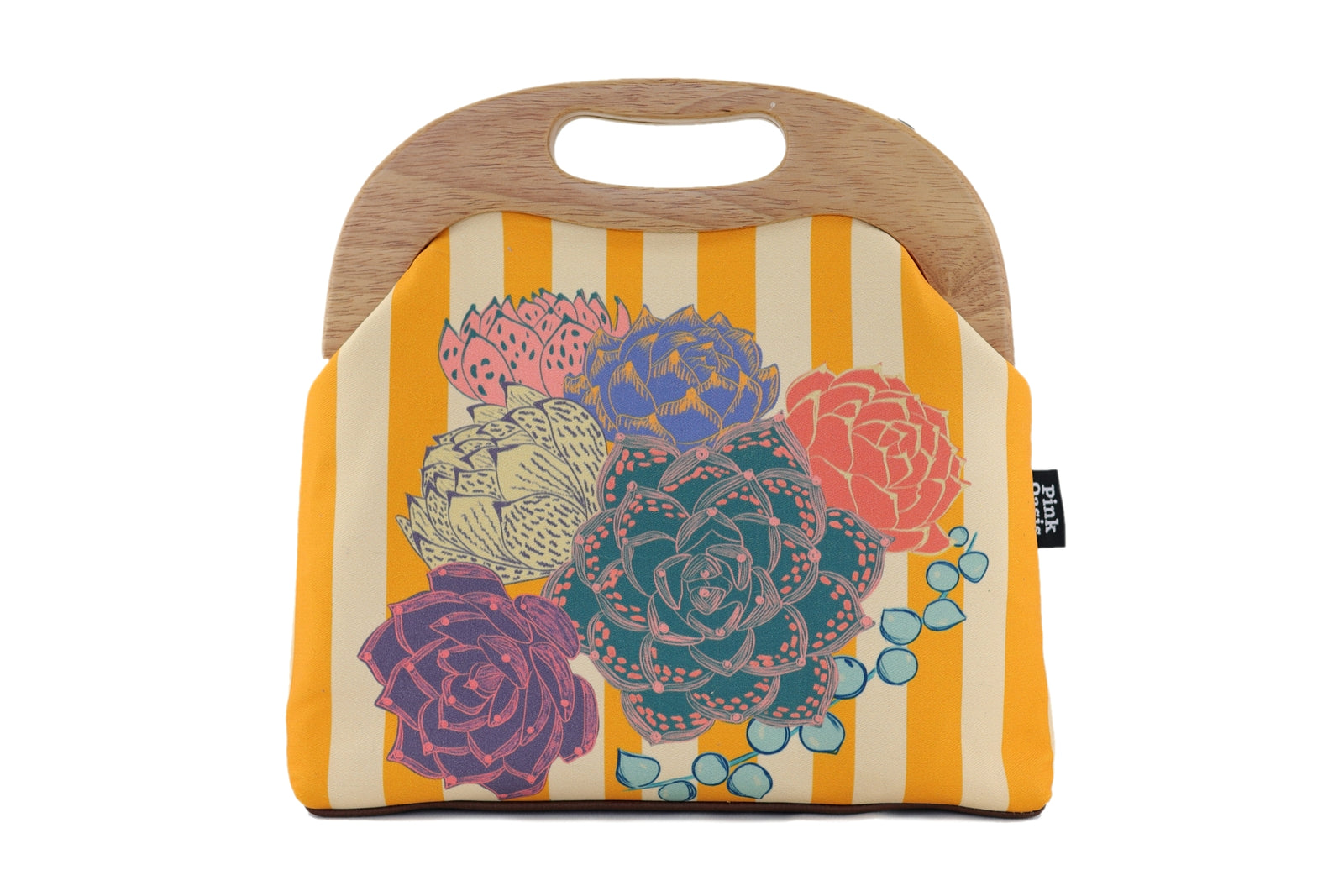 Echeverias Succulent Large Wood Frame Bag | PINK OASIS