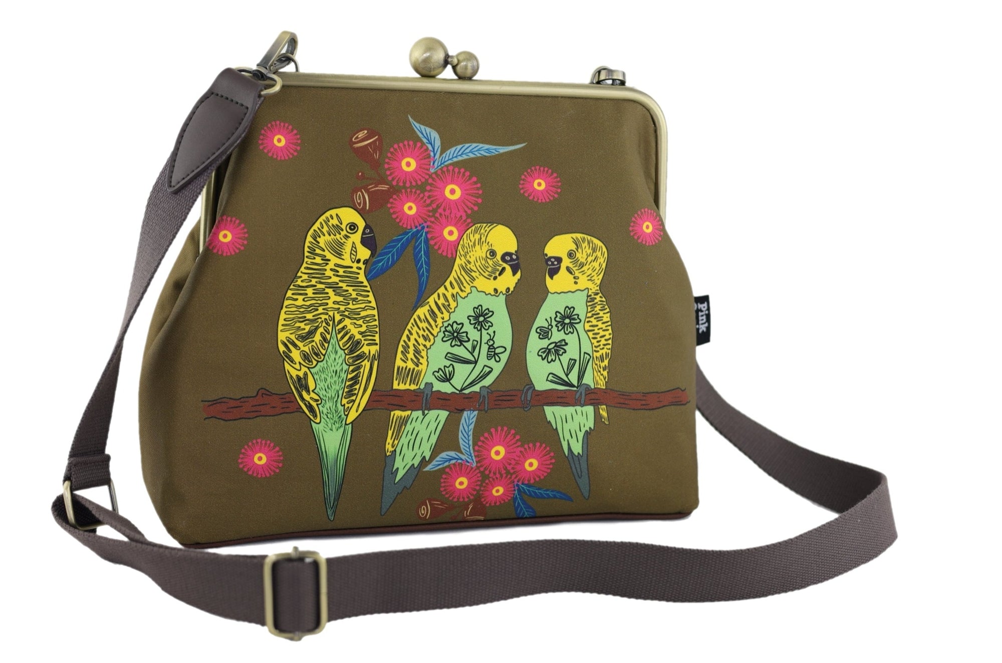 Budgies Crossbody Bag with Webbing Strap | PINK OASIS