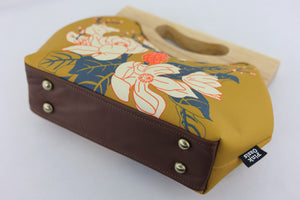 Magnolia Mustard Medium Size Wood Frame Bag | PINK OASIS