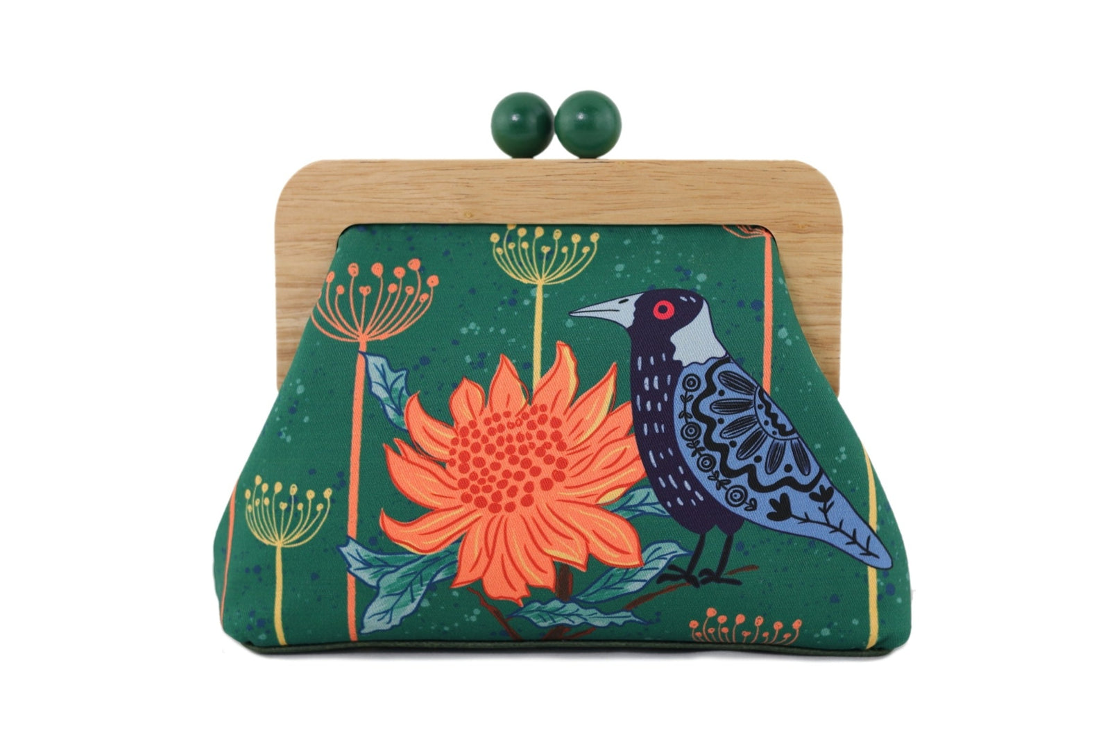Magpie & Waratah Green Clutch | PINK OASIS