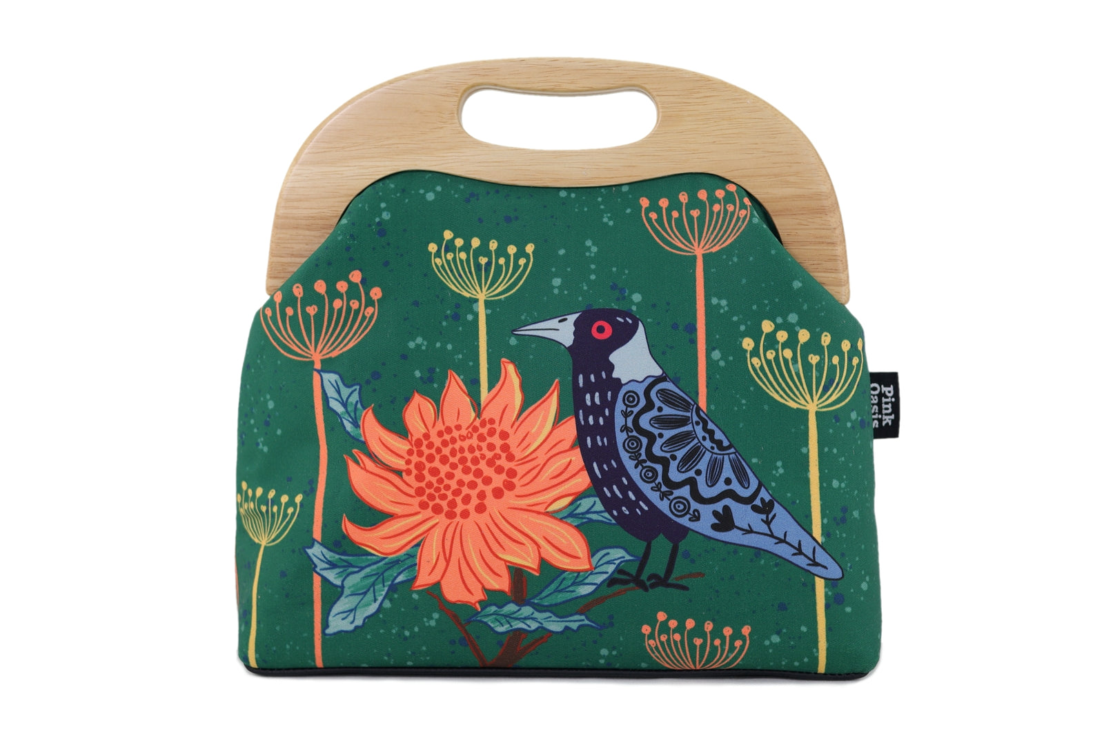 Magpie & Waratah Green Large Wood Frame Bag | PINK OASIS