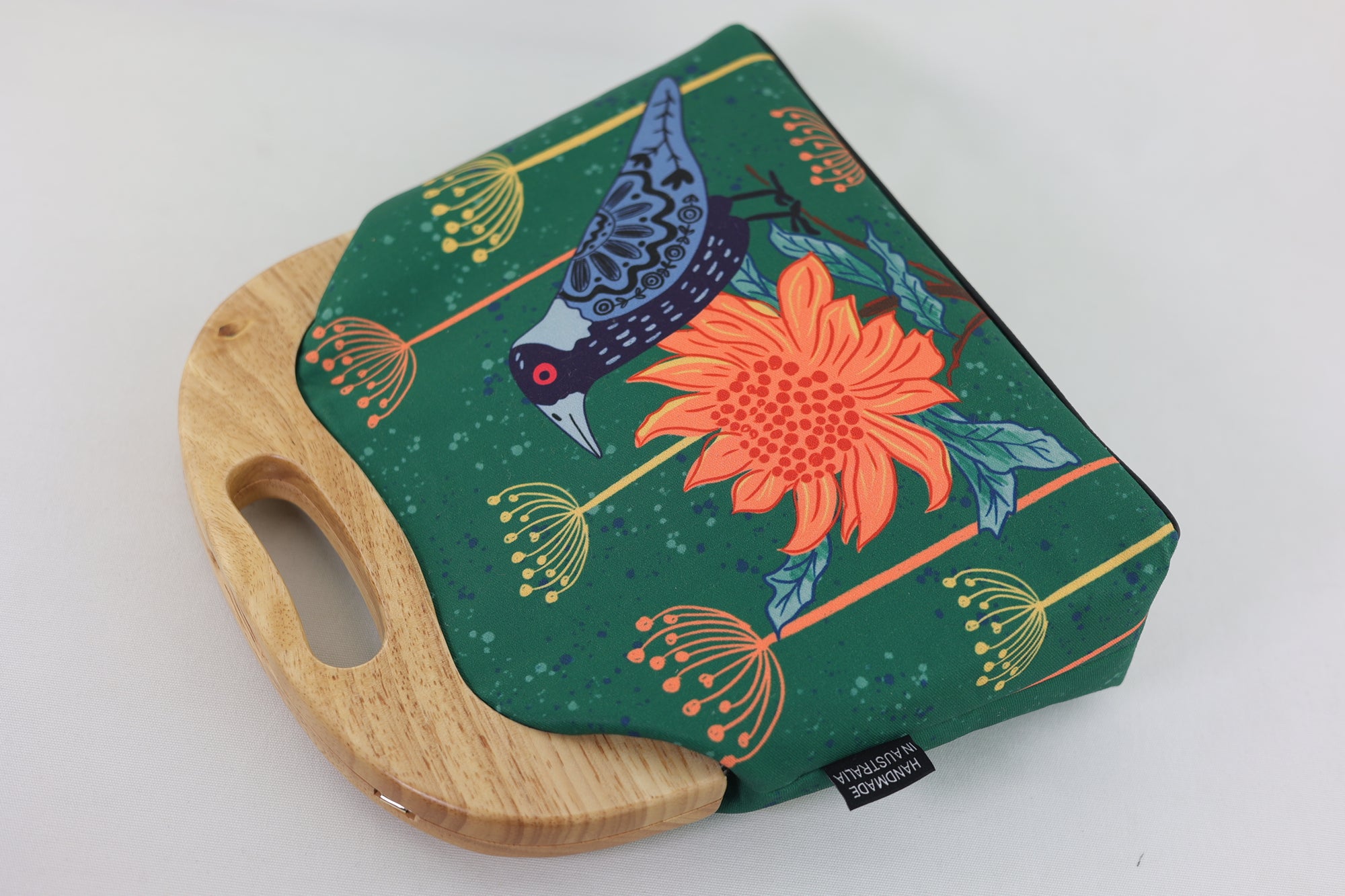 Magpie & Waratah Green Large Wood Frame Bag | PINK OASIS