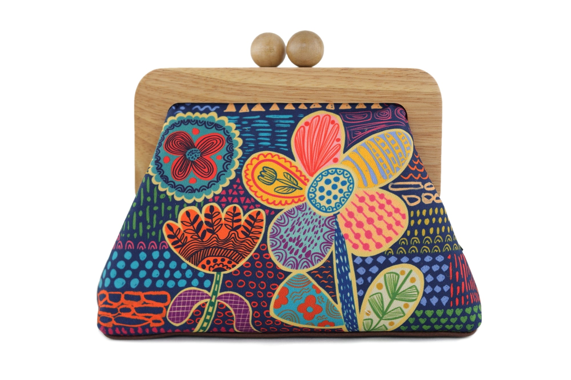 Doodle Flora Clutch Handmade Ladies Bag | PINK OASIS