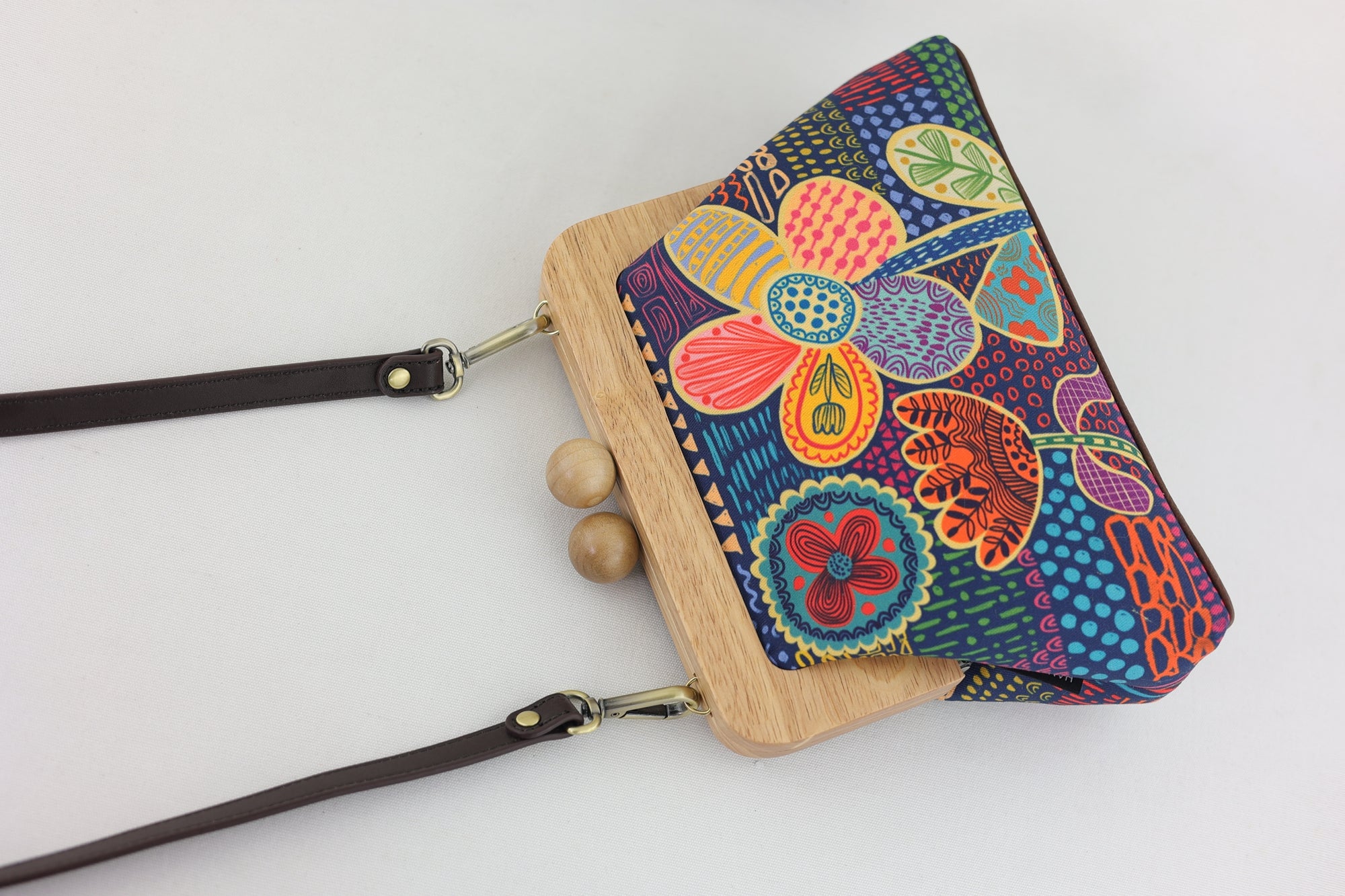 Doodle Flora Clutch Handmade Ladies Bag | PINK OASIS