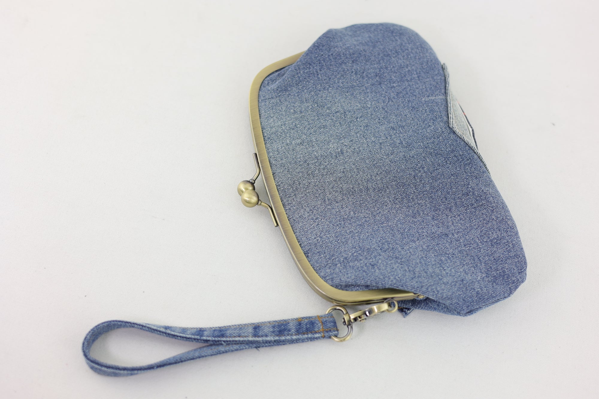 Waratah Denim Wristlet Wallet (with Double Kisslock Clasps)