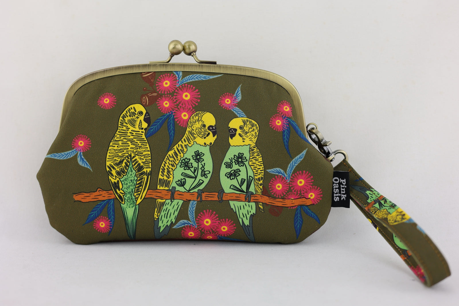 Budgies Wristlet Wallet (with Double Kisslock Clasps)