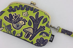 Peacock Green Wristlet Wallet (with Double Kisslock Clasps)