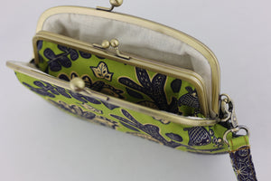 Peacock Green Wristlet Wallet (with Double Kisslock Clasps)