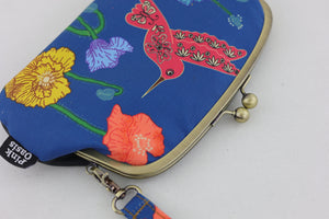 Poppies & Hummingbird Wristlet Wallet (with Double Kisslock Clasps)
