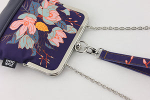 Magnolia Floral Wristlet Navy | PINK OASIS