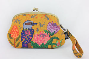 Kookaburra & Proteas Wristlet Wallet (with Double Kisslock Clasps)