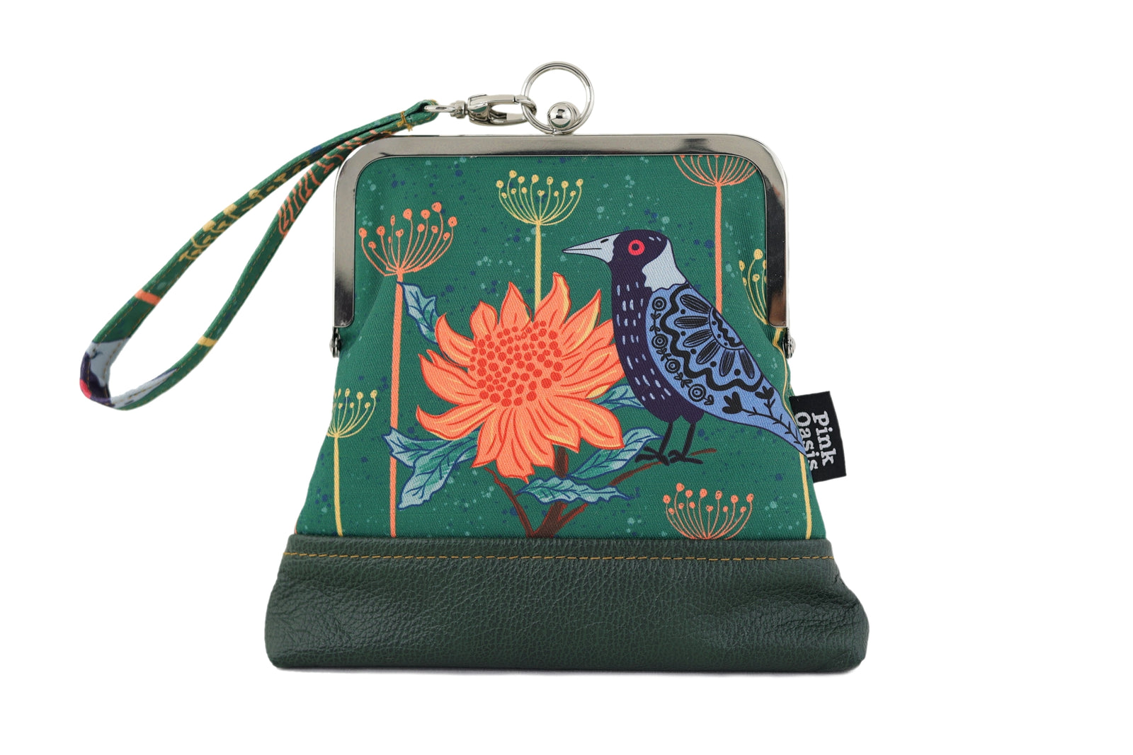 Magpie & Waratah Green Wristlet | PINK OASIS