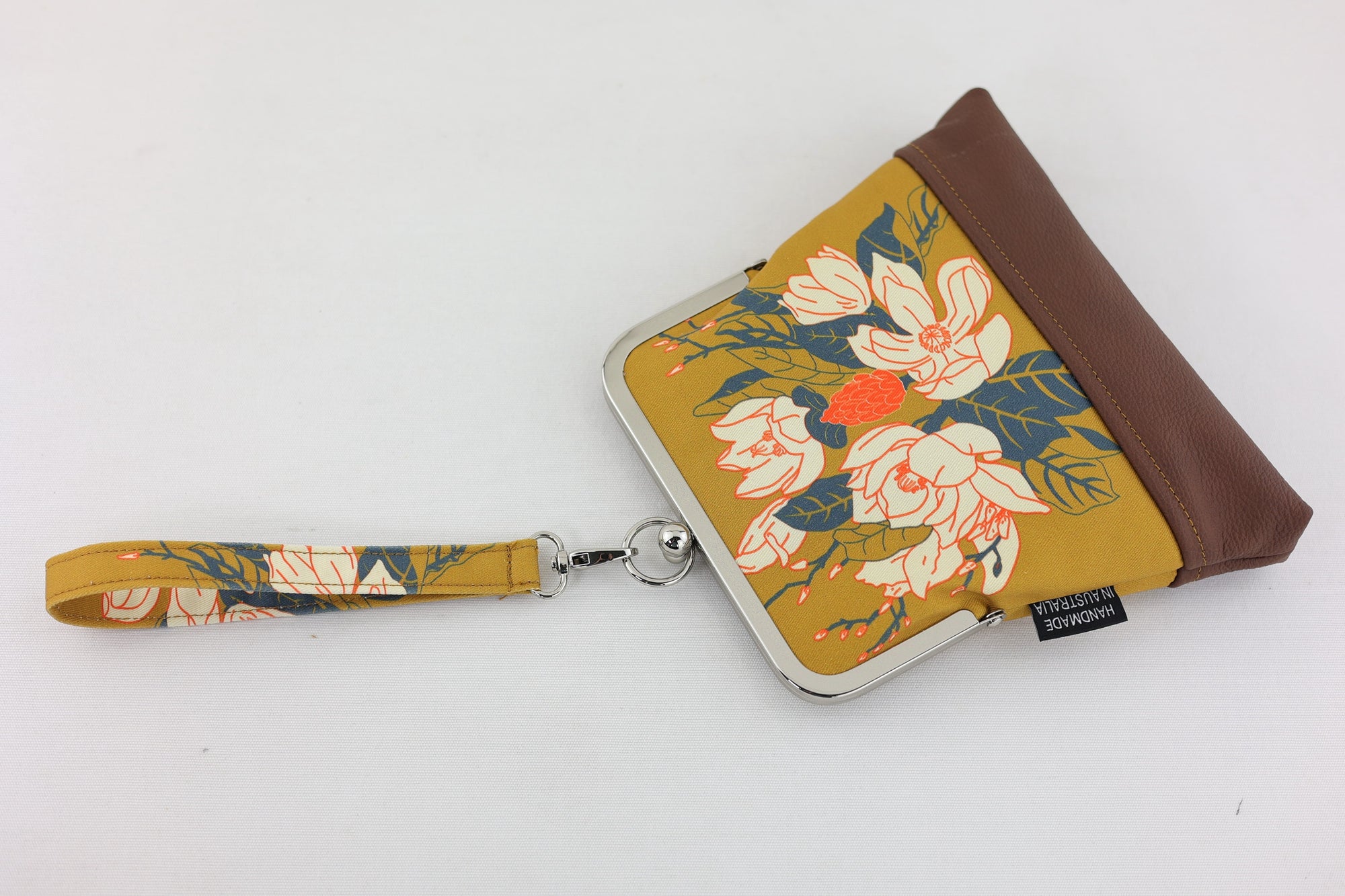 Magnolia Mustard Wristlet Handmade in Australia | PINK OASIS