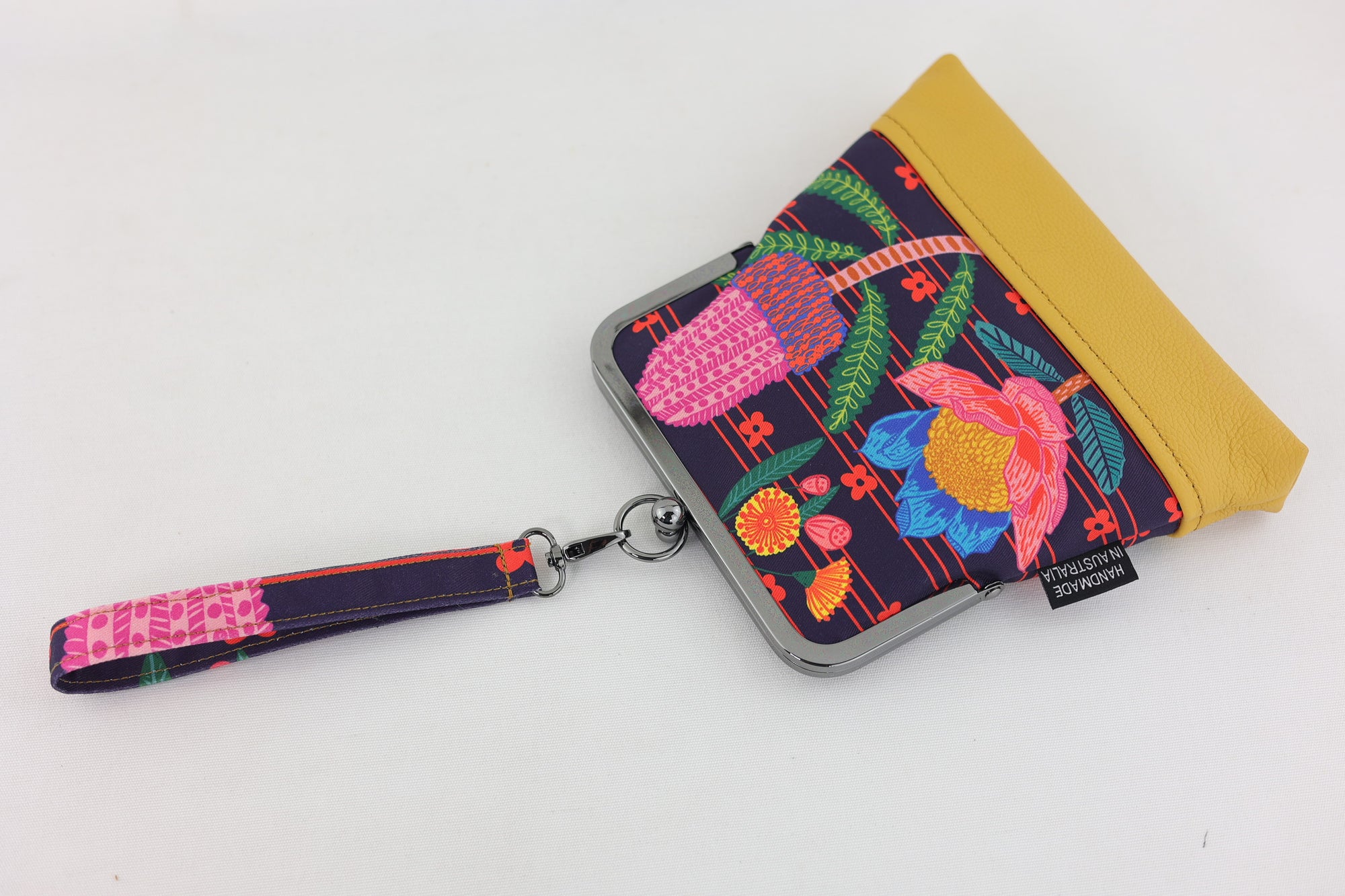 Australian Native Flowers (Mustard Bottom) Wristlet | PINK OASIS