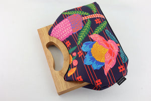 Australian Native Flowers Medium Size Wood Frame Bag | PINK OASIS