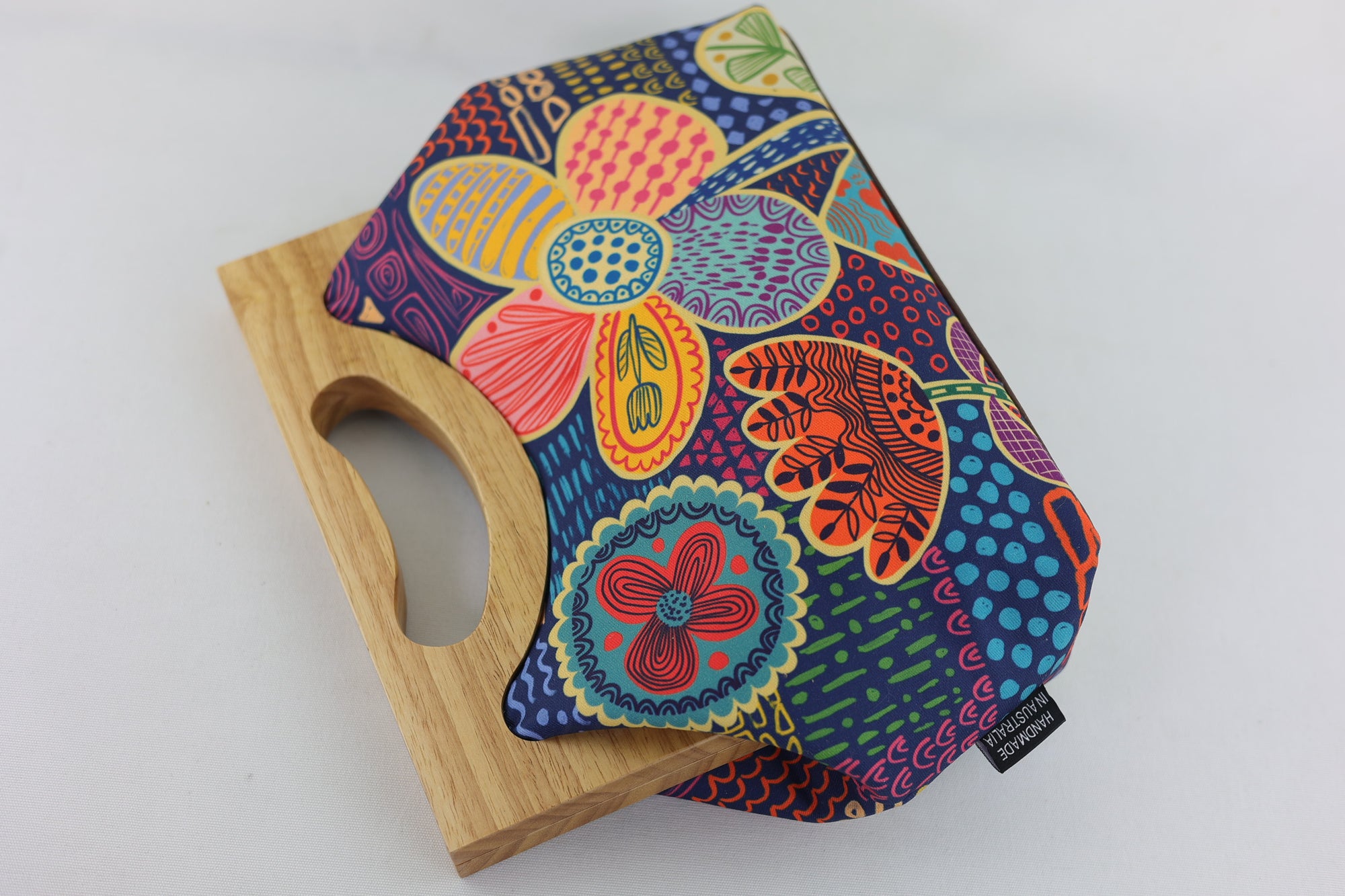 Doodle Flora Medium Size Wood Frame Bag | PINK OASIS