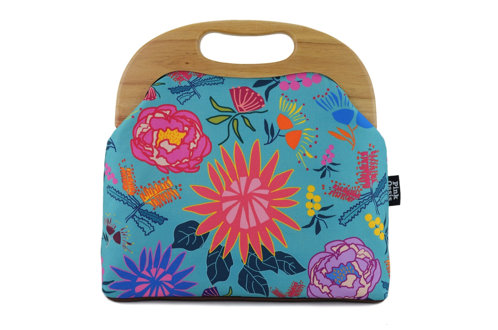 Bright & Bold Flowers Large Wood Frame Bag | PINK OASIS