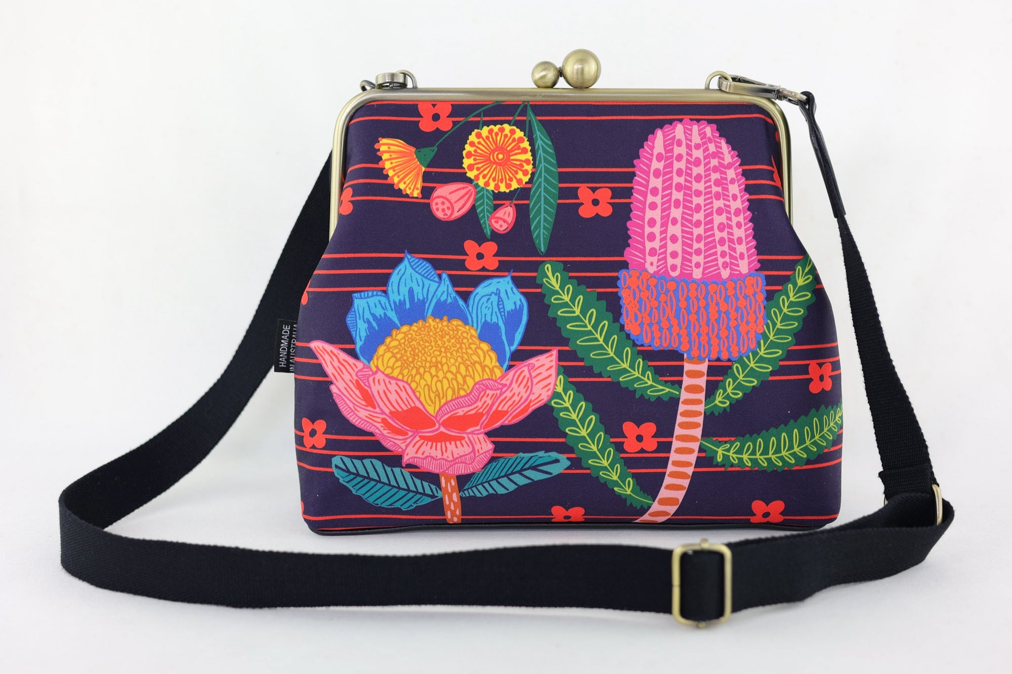 Australian Native Flower Crossbody Bag with Webbing Strap | PINK OASIS