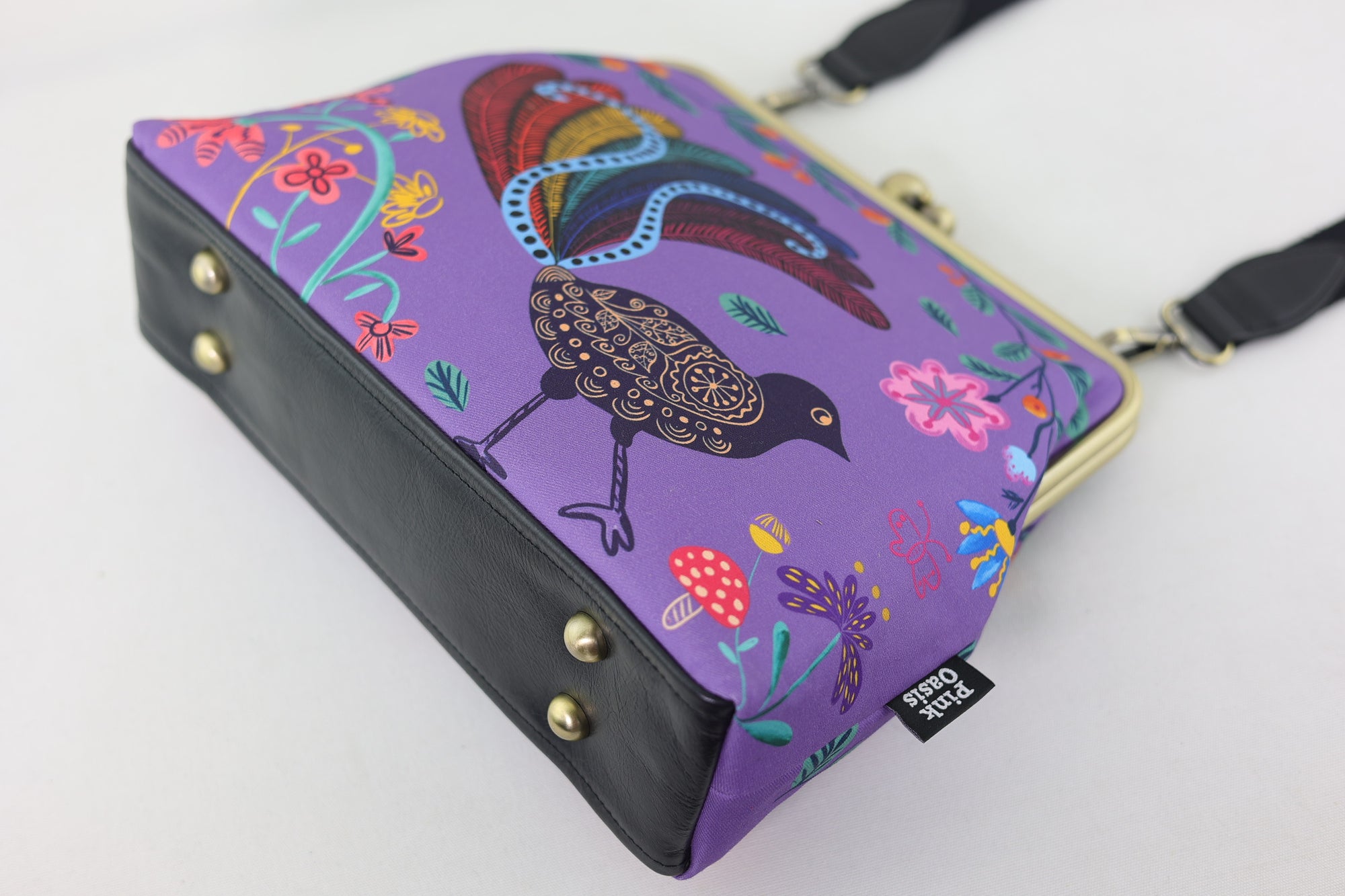 Lyre Bird Crossbody Bag with Webbing Strap | PINK OASIS