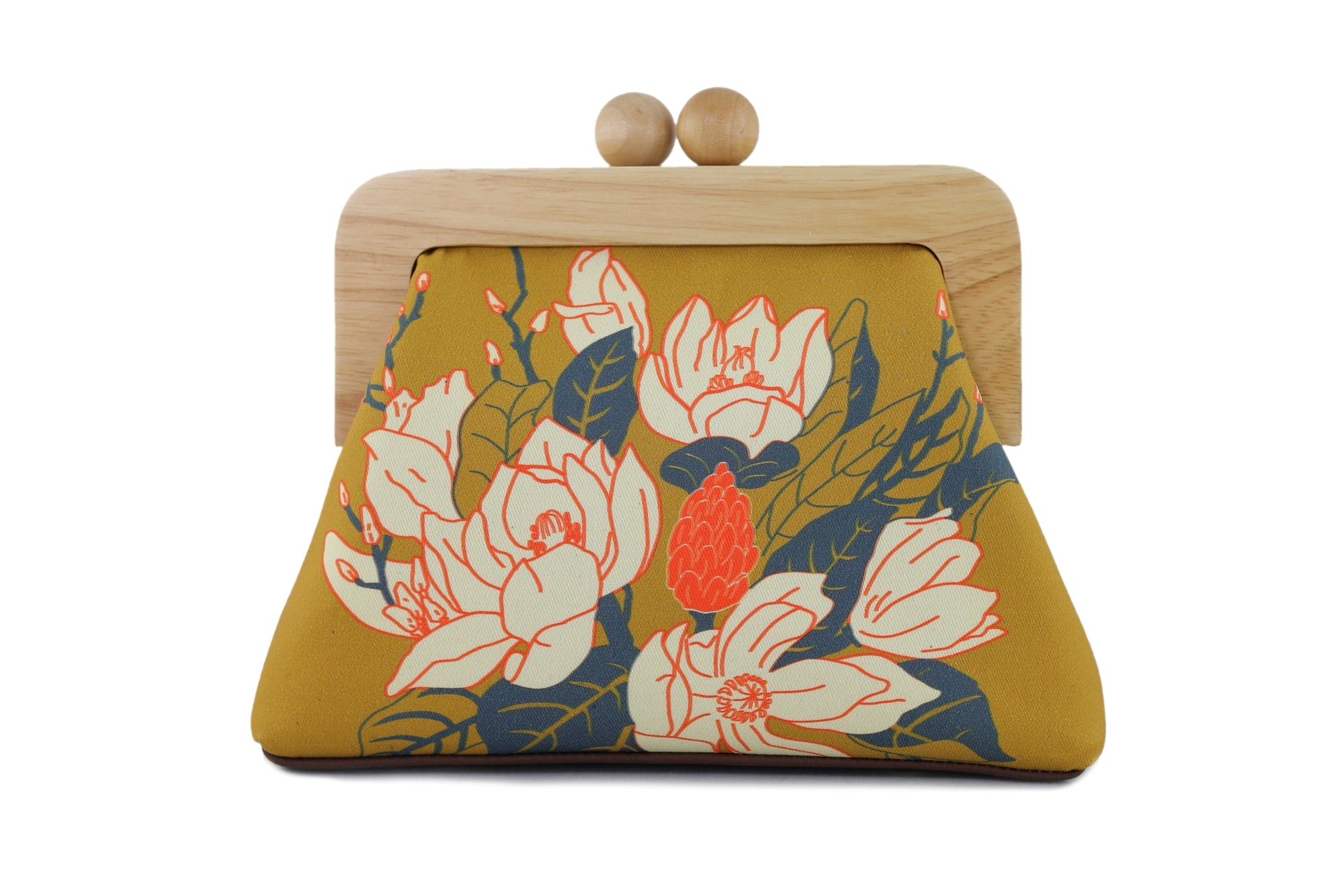Magnolia Mustard Clutch Bag Handmade in Australia | PINK OASIS