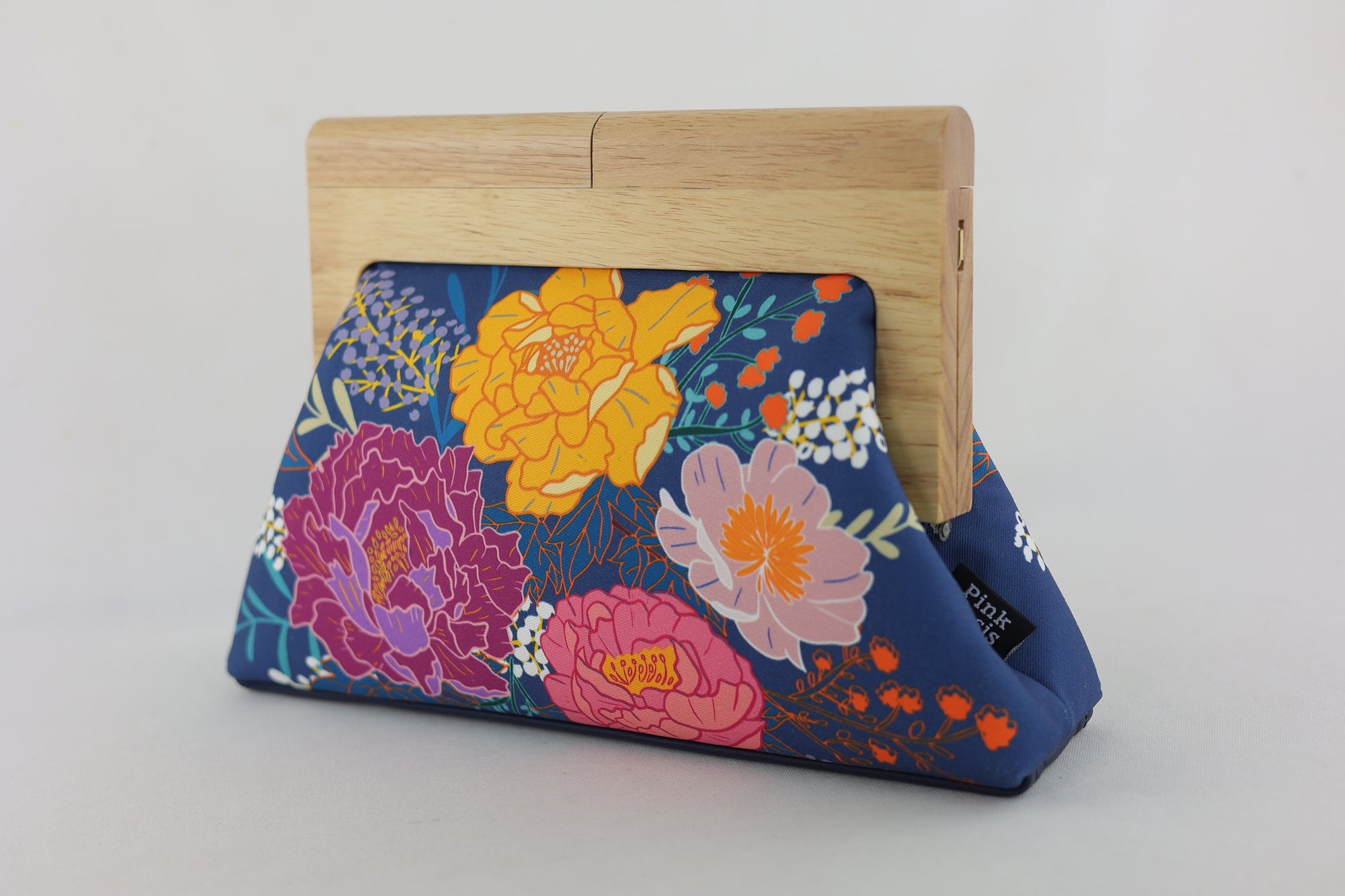 Peonies Garden Wood Frame Bag | PINK OASIS