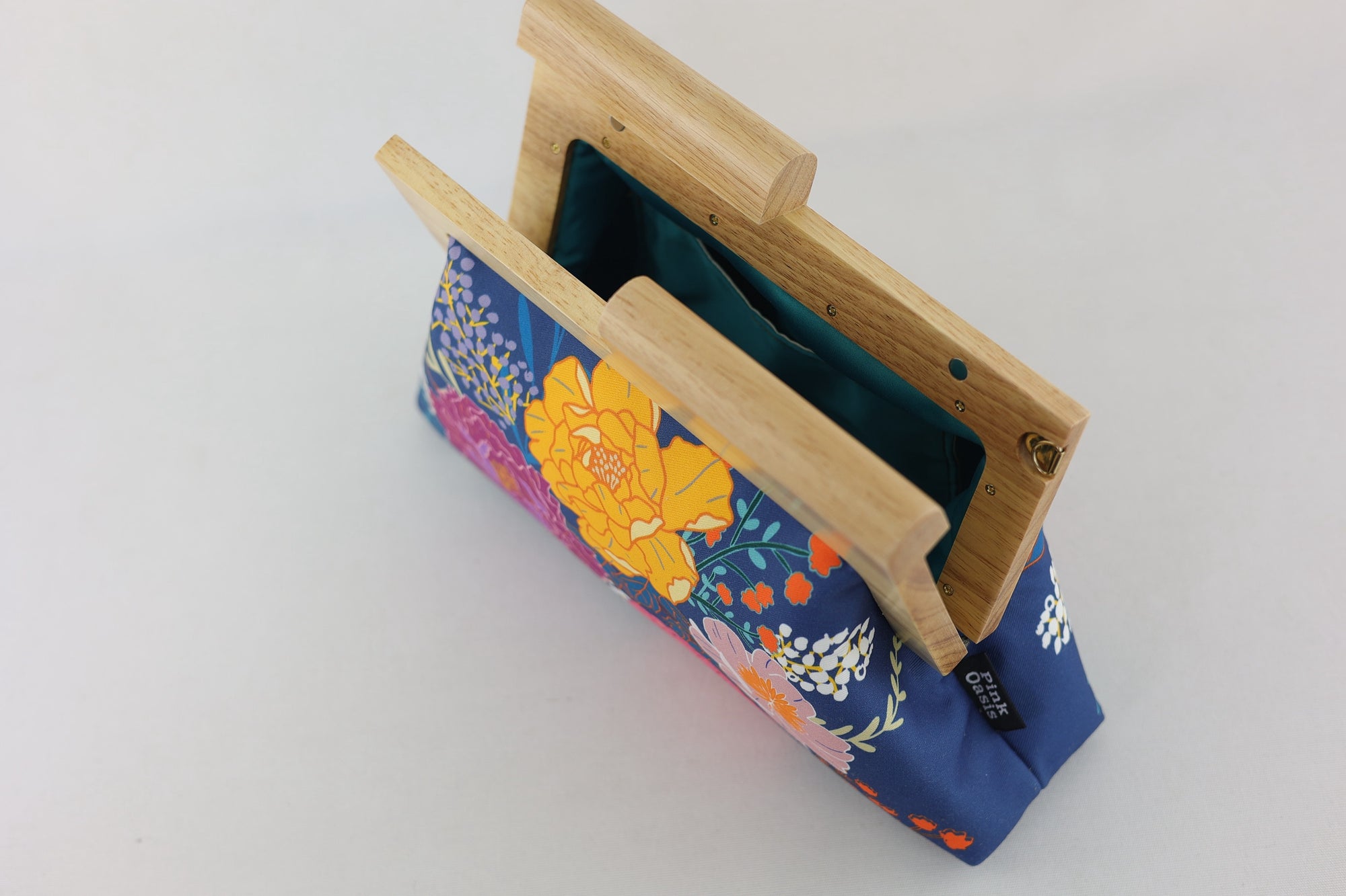 Peonies Garden Wood Frame Bag | PINK OASIS