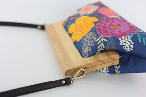 Peonies Garden Wood Frame Bag | PINK OASIS