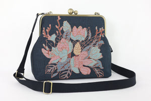 Tapestry Woven Fabric Magnolia Crossbody Bag | PINK OASIS