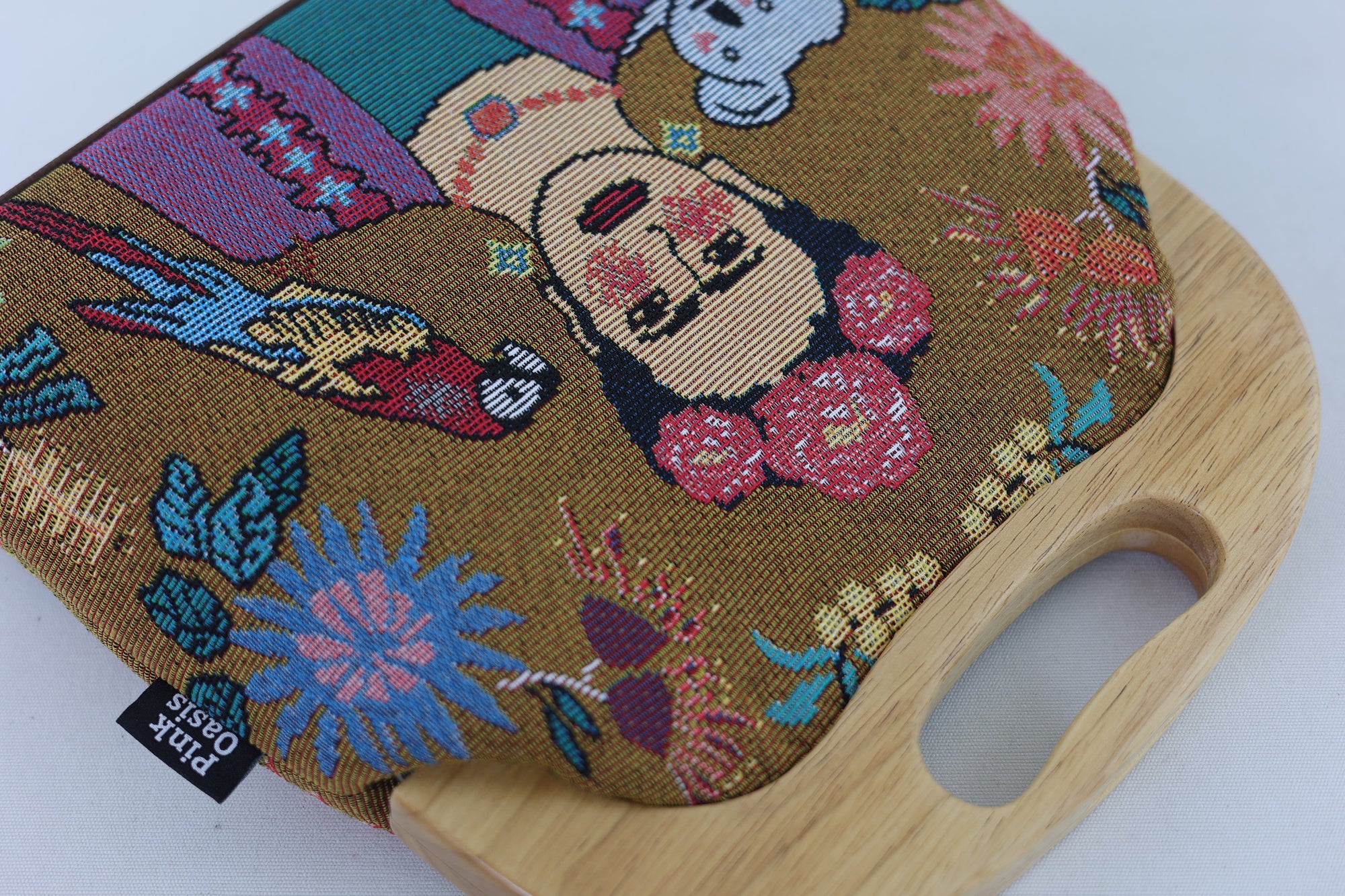 Frida Down Under Tapestry Fabric Large Wood Frame Bag | PINK OASIS