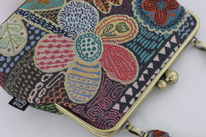 Tapestry Woven Fabric Doodle Flora Crossbody Bag with Webbing Strap