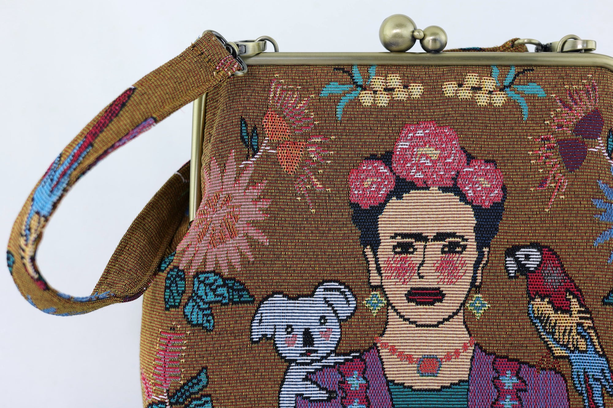 Tapestry Woven Fabric Frida Down Under Crossbody Bag | PINK OASIS