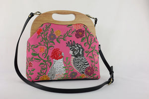 Gang-Gang Cockatoo Large Wood Frame Bag | PINK OASIS