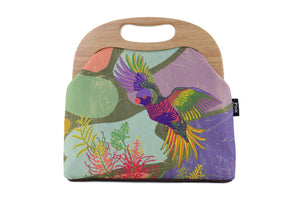 Rainbow Lorikeet Large Wood Frame Bag | PINK OASIS