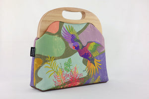 Rainbow Lorikeet Large Wood Frame Bag | PINK OASIS