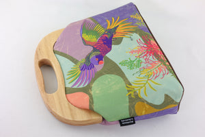 Rainbow Lorikeet Large Wood Frame Bag | PINK OASIS