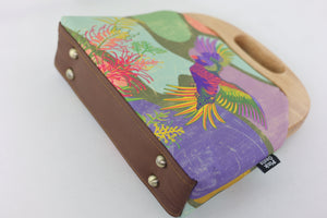 Rainbow Lorikeet Large Wood Frame Bag | PINK OASIS